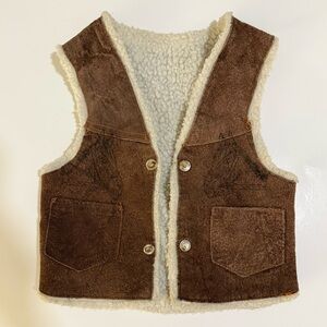 Vintage handmade suede fleece lined western horse vest kids